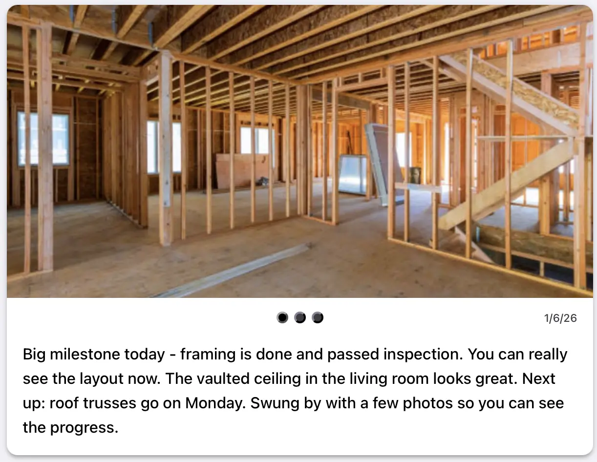 Customer timeline page they can share